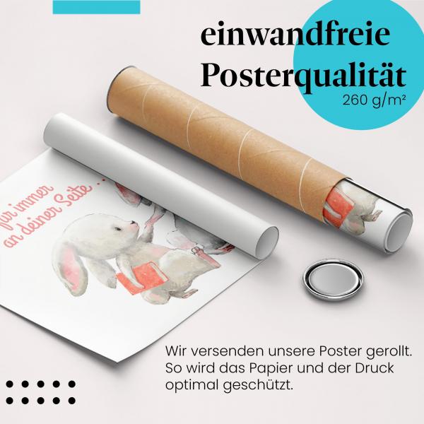 Gerolltes Poster "Verliebte Hasen". Liebe & Zuneigung, sicher verpackt.