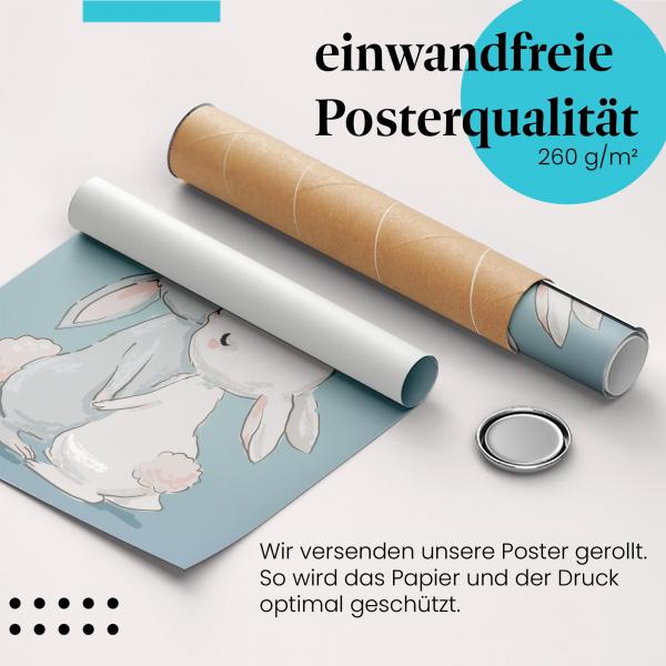 Gerolltes Poster "Verliebte Hasen" - Tierliebe, sicher verpackt.