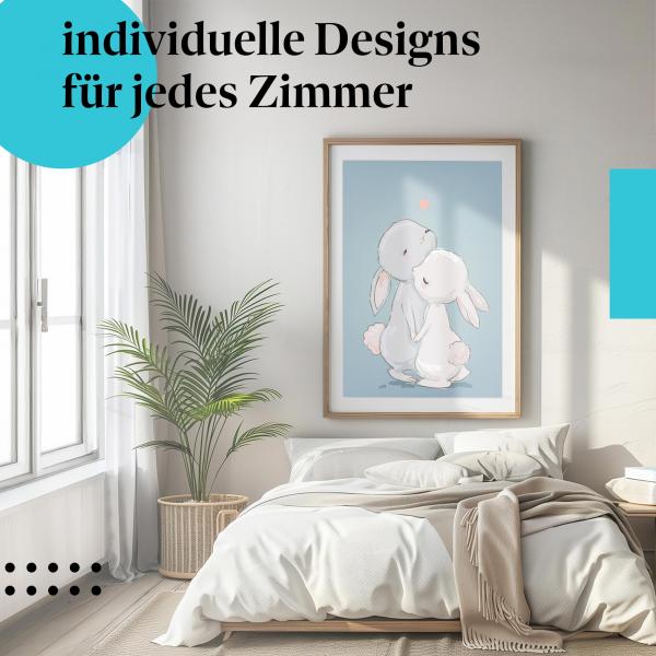 Schlafzimmer Deko: "Hasen" Poster - Liebe & Romantik - perfekt fürs Schlafzimmer.