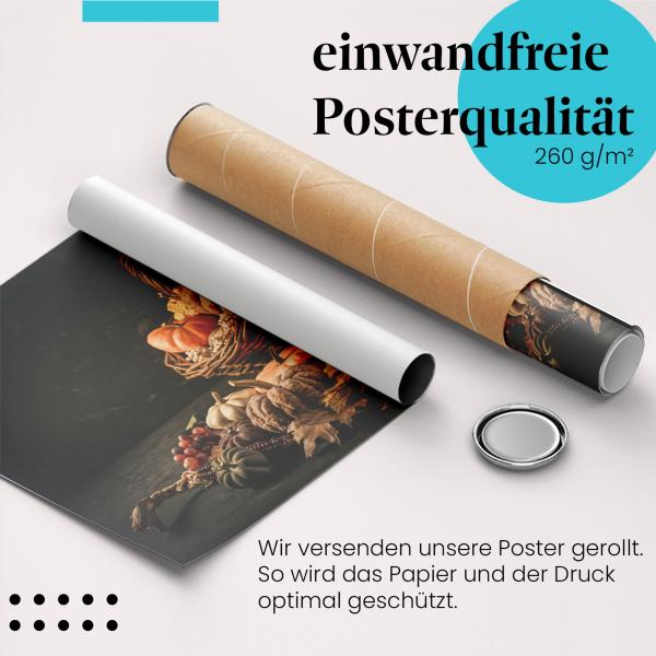 Gerolltes Poster "Herbstdeko". Herbstliche Stimmung, sicher verpackt.