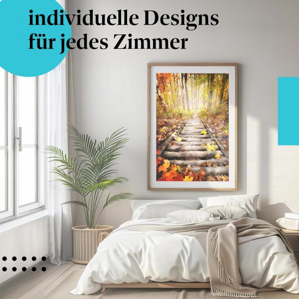 Schlafzimmer Deko: "Herbstweg" Poster - die Schönheit des Herbstes im Schlafzimmer.