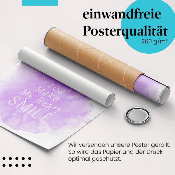 Gerolltes Poster "Liebesbotschaft". Romantischer Spruch, sicher verpackt.