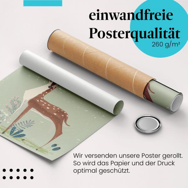 Gerolltes Poster "Hirsch". Wildtier & Natur, sicher verpackt.