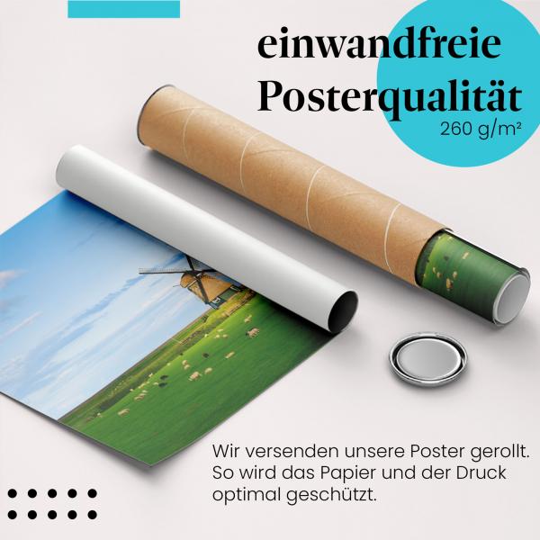 Gerolltes Poster "Holländische Landschaft" - Idylle & Natur, sicher verpackt.