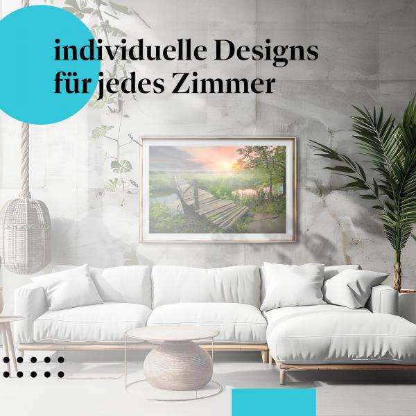 Schlafzimmer Deko: "Holzbrücke" Poster: Ein romantisches Motiv für Ihr Schlafzimmer.