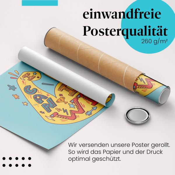 Gerolltes Poster "I can I will". Motivation & Zielstrebigkeit, sicher verpackt.