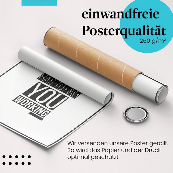 Gerolltes Poster "Inspiration finden", arbeiten.