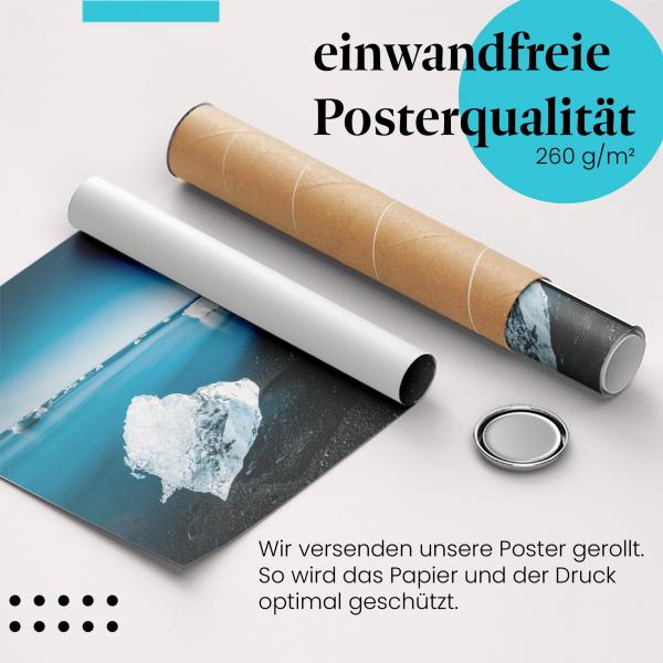 Gerolltes Poster "Eisberge Island". Island & Eislandschaft, sicher verpackt.