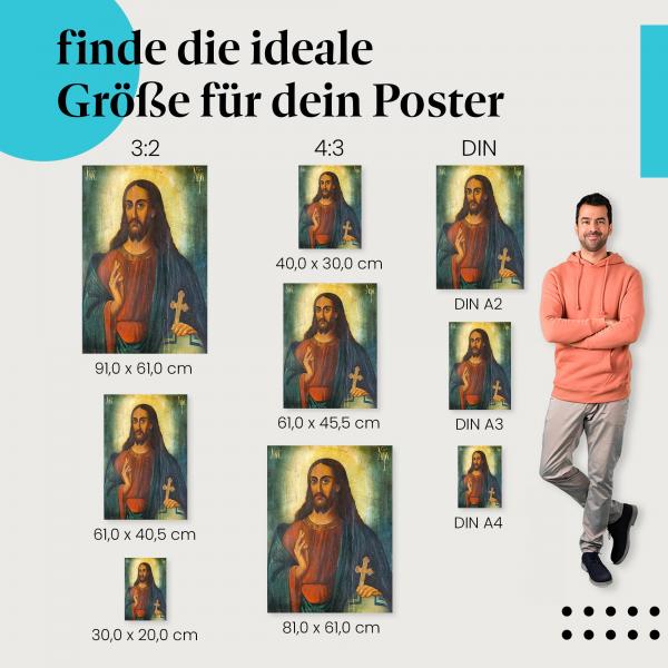 Glaube & Hoffnung: Religiöses Poster "Jesus Christus" - Segnende Hand