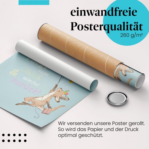 Gerolltes Poster "Känguru". Glück & Abenteuer, sicher verpackt.