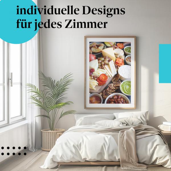 Schlafzimmer Deko: "Käseplatte" Poster: Ein Hauch von Genuss für Ihr Esszimmer.