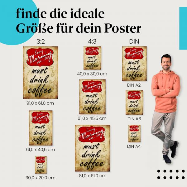 "Guten Morgen: Kaffee ist ein Muss!": Poster - Kaffee & Morgenroutine