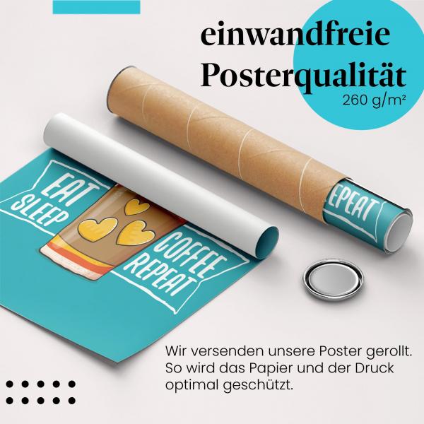 Gerolltes Poster "Coffee to go" - Kaffeeliebe, sicher verpackt.