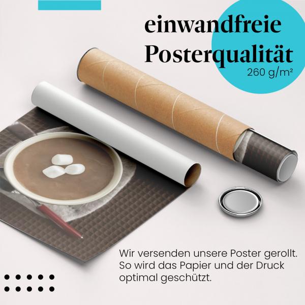 Gerolltes Poster "Heiße Schokolade" - Süße Versuchung, sicher verpackt.