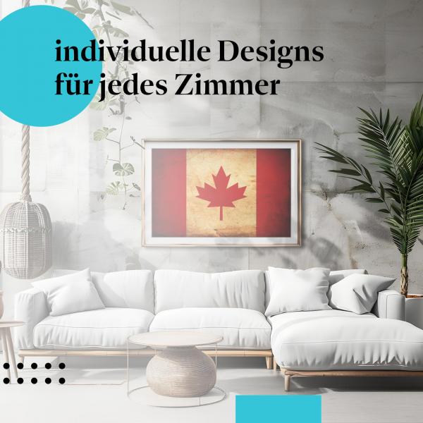 Schlafzimmer Deko: Modernes Zimmer mit "Kanada Flagge" Poster. Wanddeko für Kanada-Fans.