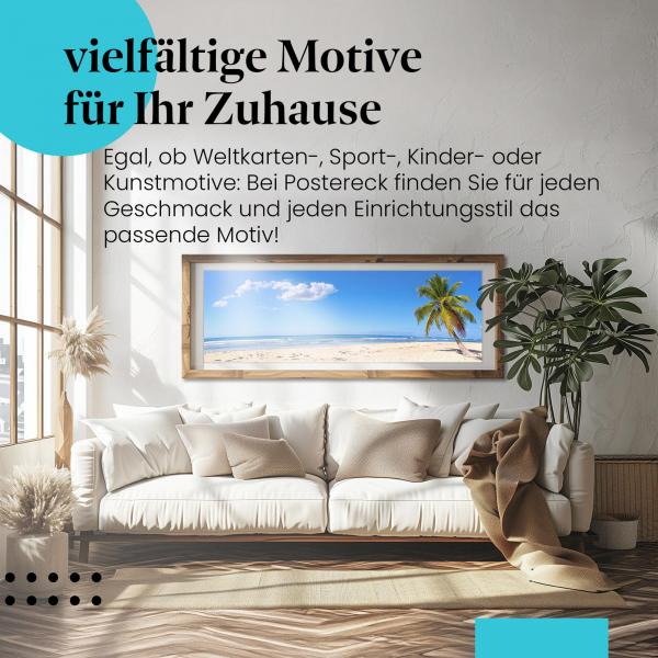 Dieses Leinwandbild mit dem Traumstrand versprüht Urlaubsfeeling und bringt die Schönheit der Karibik in Ihr Zuhause.