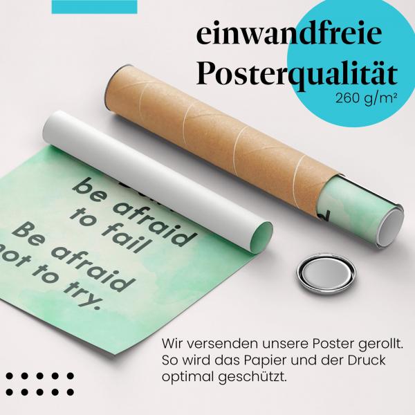 Gerolltes Poster "Überwinde deine Ängste" - Motivation & Mut, sicher verpackt.