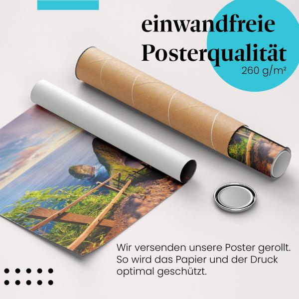 Gerolltes Poster "Kelingking Beach" - Traumstrand, sicher verpackt.