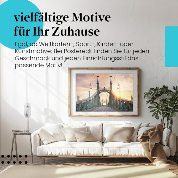 "Budapest bei Sonnenaufgang": Poster "Kettenbrücke" - malerisch!