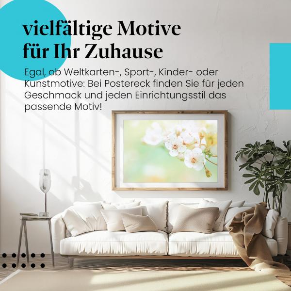 Dieses Leinwandbild mit den Kirschblüten ist ein Hingucker und versprüht Frühlingsgefühle.