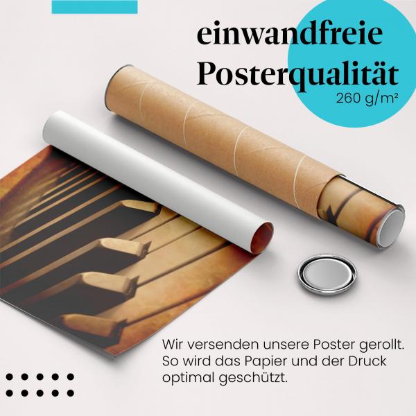 Gerolltes Poster "Klaviertasten". Eleganz, Musik.