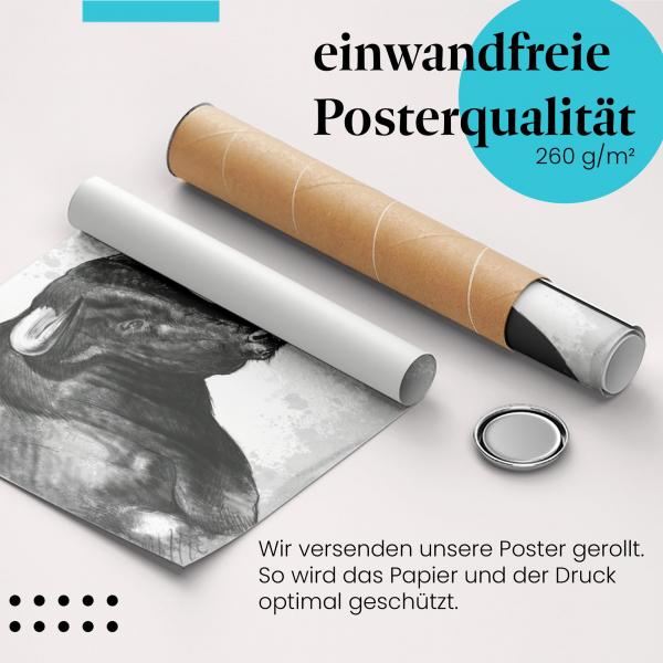 Gerolltes Poster "Stier". Tier & Kraft, sicher verpackt.