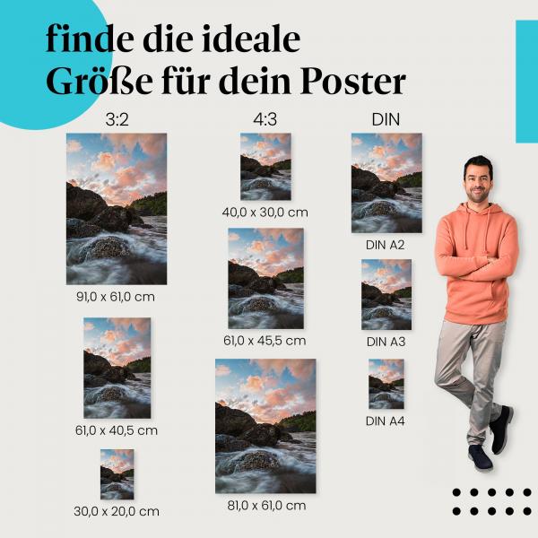 Küste, Poster: Felsen, Wolken, Sonnenuntergang, dramatisch.