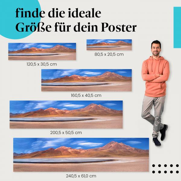 Postergrößen für dein Zuhause: Lagune, Atacamawüste, Vulkane, türkis.