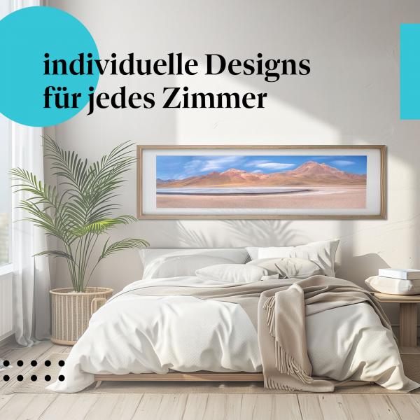 Schlafzimmer Deko: Modernes Schlafzimmer mit "Atacamawüste" Poster. Die Schönheit der Wüste.