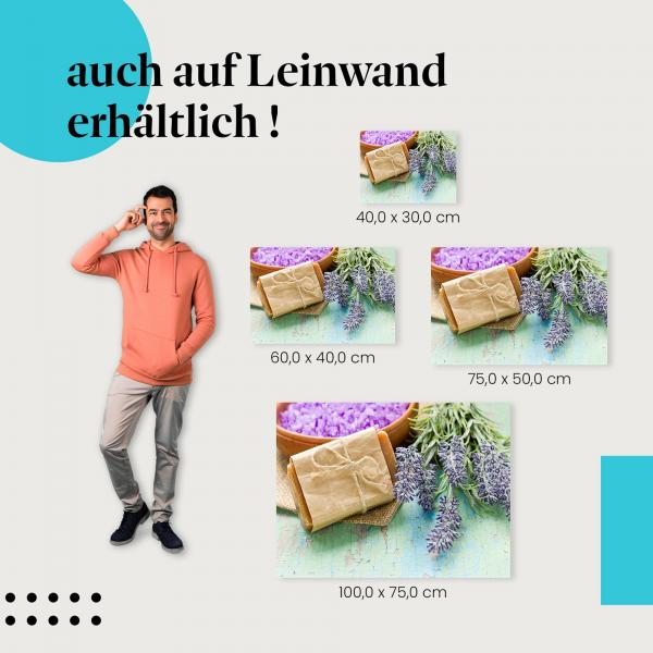 Lavendel-Seife: Leinwandbild. Handgemacht, natürliche Zutaten, entspannend.