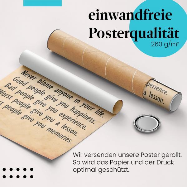 Gerolltes Poster "Lebenslektionen" - Weisheit über zwischenmenschliche Beziehungen, sicher verpackt.