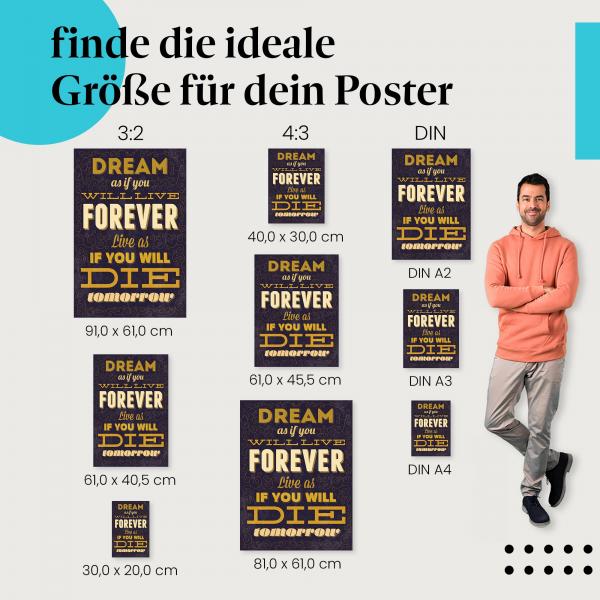 "Dream as if you will live forever...": Motivations Poster - Träume & Ziele