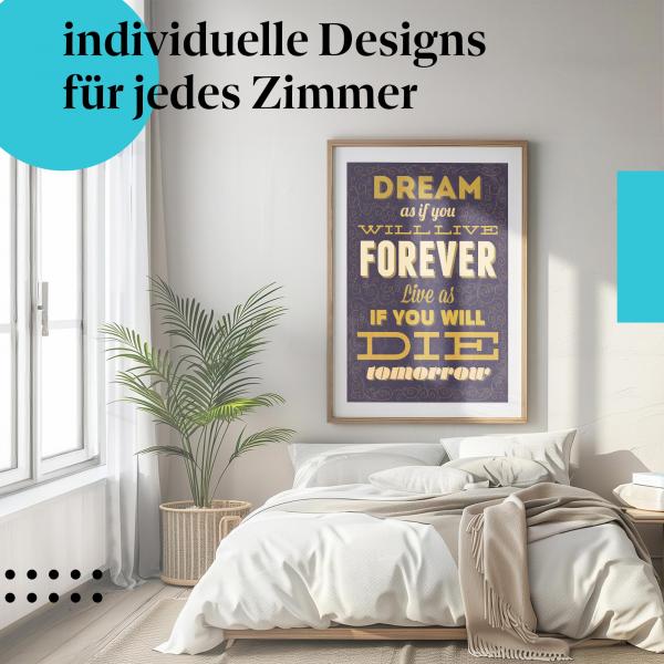 Motivations Poster: "Lebe deinen Traum" - Typografie Poster & Spruch