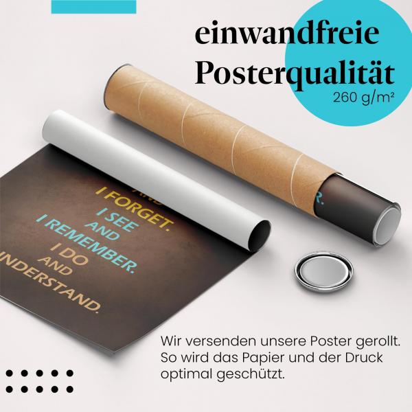 Gerolltes Poster "Lernen & Verstehen" - Lebensweisheit, sicher verpackt.