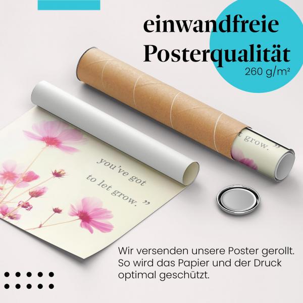 Gerolltes Poster "Liebe & Wachstum". Pflege & Hingabe in der Liebe, sicher verpackt.