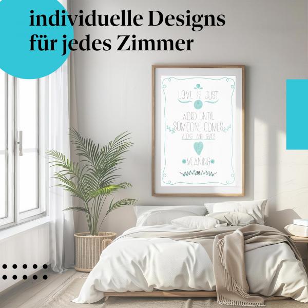 Liebesposter: "Liebe ist mehr als nur ein Wort" - Poster mit Spruch