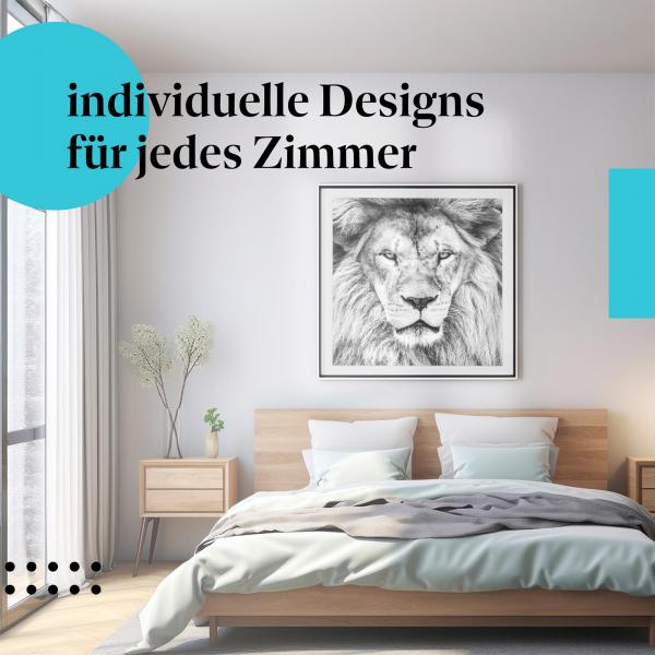 "Löwenblick": Kunstdruck - Stärke & Eleganz im Schlafzimmer.