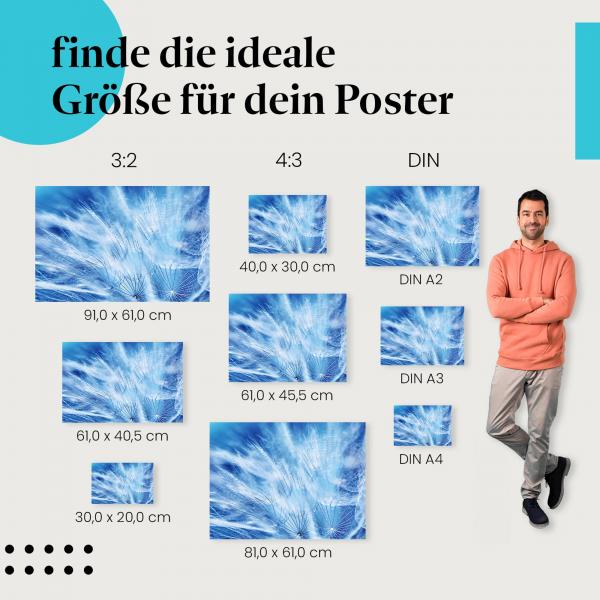 "Abstrakte Schönheit": Poster mit Löwenzahnsamen - Kühle Farben & Muster