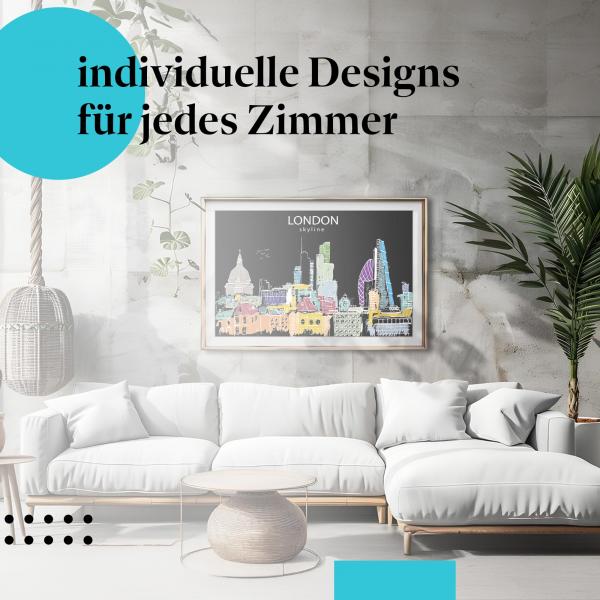 Schlafzimmer Deko: London mit "Skyline" Poster