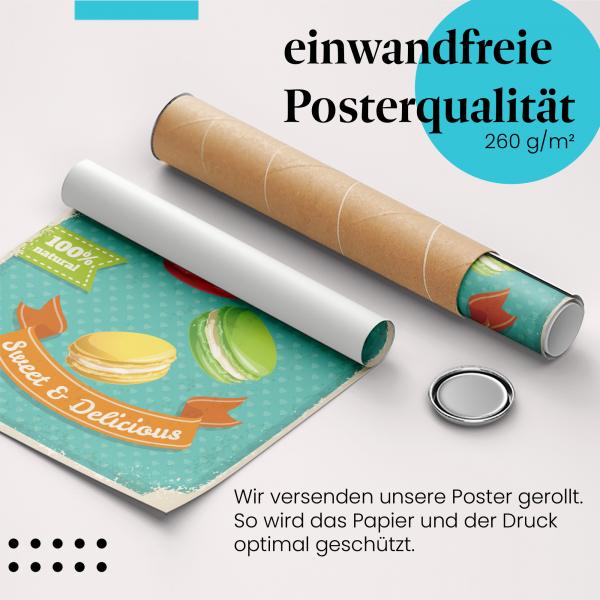 Gerolltes Poster "Macarons" - Süße Versuchung, sicher verpackt.