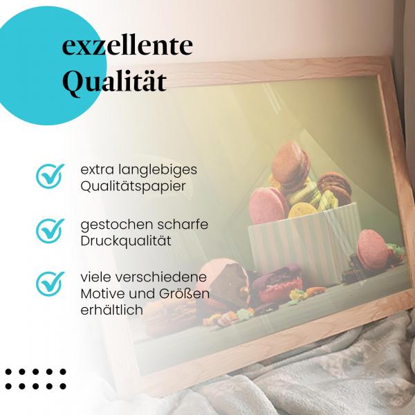 Gerahmtes Bild "Macarons" - Französische Pâtisserie, bunt & lecker.