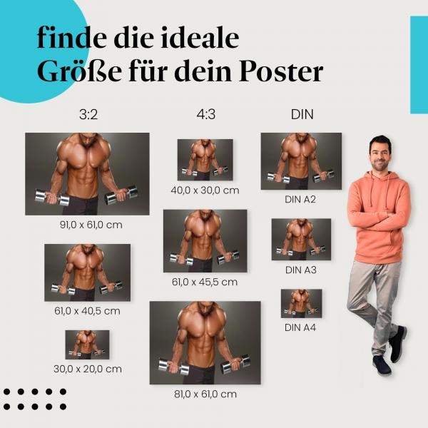 Power für deine Wand! Das "Muskelkraft: Mann trainiert mit Hanteln" Poster - Motivation pur!