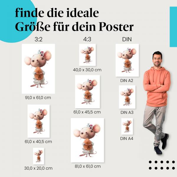 Entdecke Postergrößen: Maus: Blume, Mandel, niedlich.