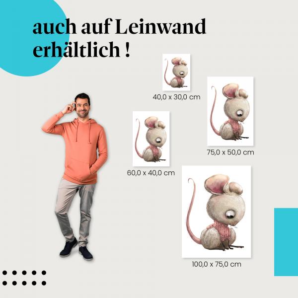 Maus: Leinwandbild. Rosa Pullover, Kinder.