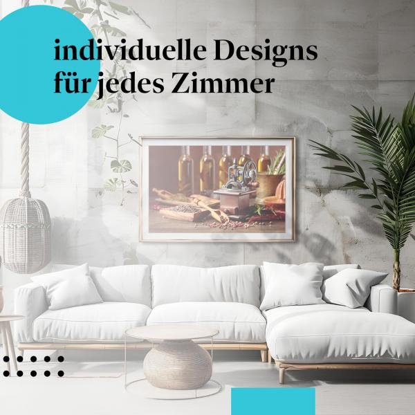 Schlafzimmer Deko: "Gewürze & Olivenöl" Poster: Für alle, die gerne kochen & genießen!