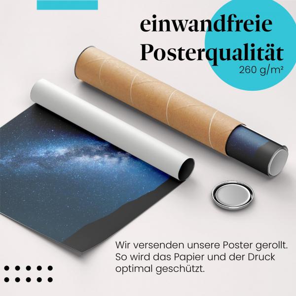 Gerolltes Poster "Sternenhimmel". Nachtlandschaft, sicher verpackt.