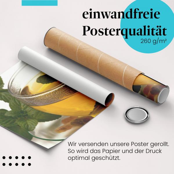 Gerolltes Poster "Minztee" - Aromatischer Tee, sicher verpackt.