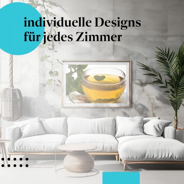 Schlafzimmer Deko: "Minztee" Poster: Entspannung & Genuss - perfekt für Ihr Schlafzimmer.