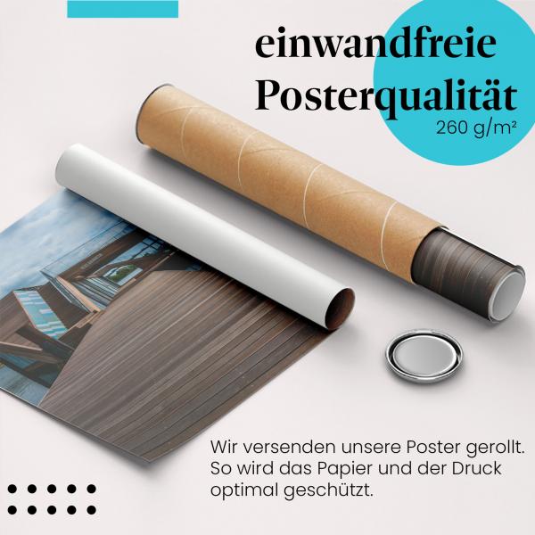 Gerolltes Poster "Architektur & Wasser". Modernes Design, sicher verpackt.