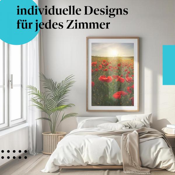 Schlafzimmer Deko: "Mohnblumen" Poster: Sommer & Romantik für Ihr Zuhause.